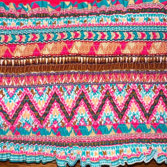 Body Glove Bliss Off The Shoulder Smocked Southwestern Print Bikini Top Size L - Picture 7 of 13